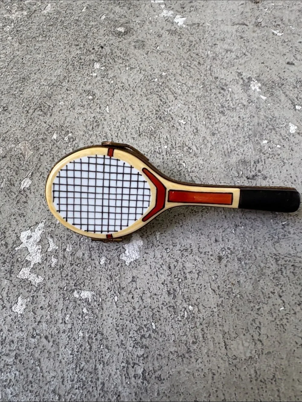 Limoges handpainted tennis racket trinket box
